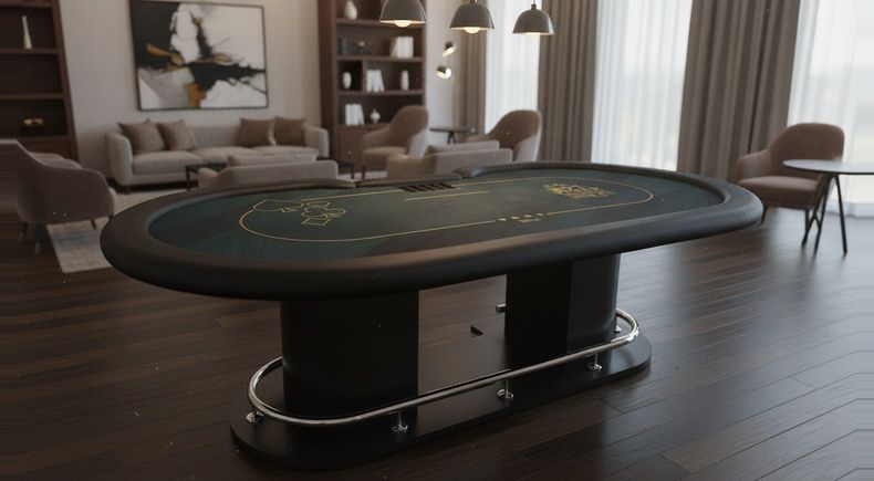 Mesa de Poker Luxo 9 Lugares Coluna C e Tecido Verde Petróleo - L32